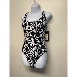 Spyder Women’s Swimsuit Black and White One Piece Strappy Back Size Large NWT